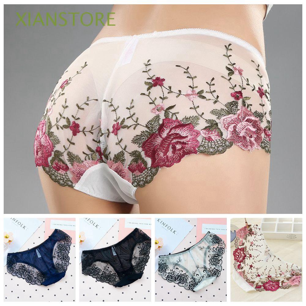 Quần lót nữ eo thấp phối ren xuyên thấu gợi cảm