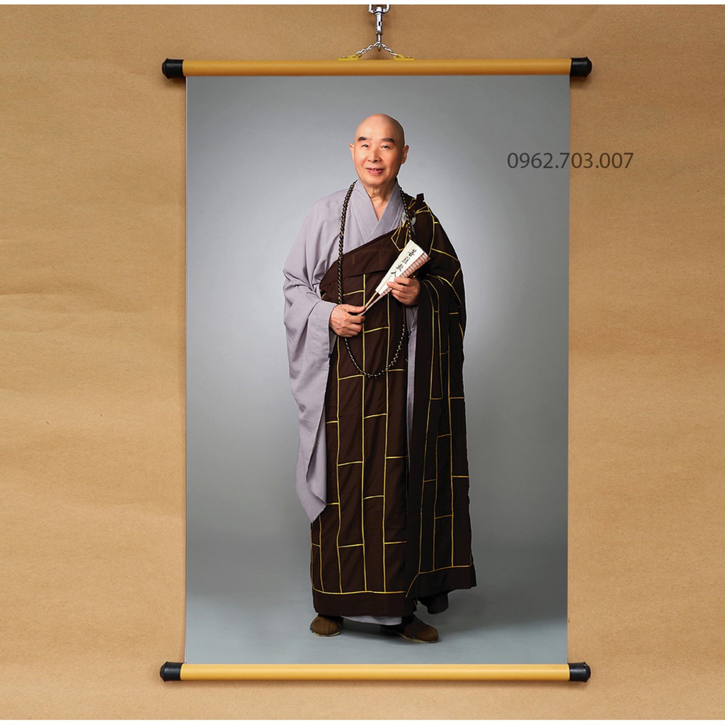 Tranh Tịnh Không Pháp Sư 40x60cm bằng vải phủ bóng cao cấp dày dặn