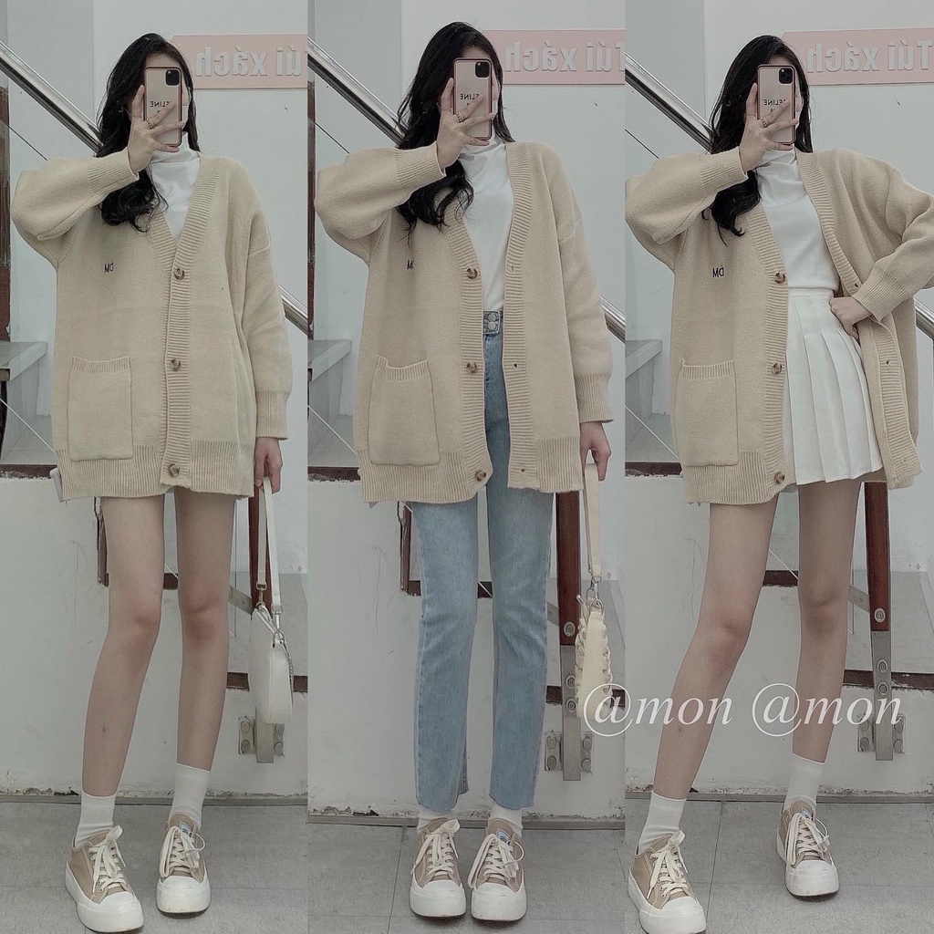 210712 Cardigan len dày - áo len nữ ulzzang - áo cardigan len oversize chất len dày thêu chữ | BigBuy360 - bigbuy360.vn