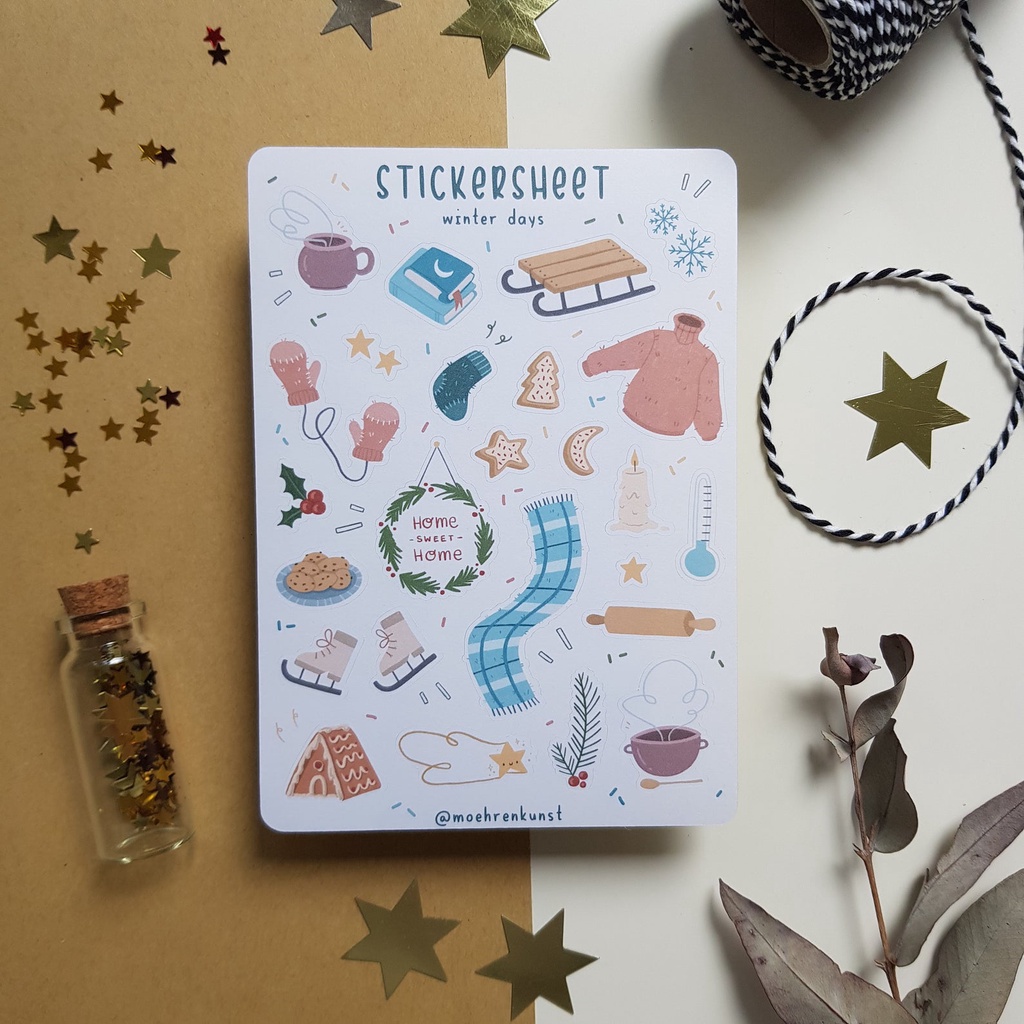 Sticker Sheet Mùa Đông - Chuyên dán sổ | Bullet Journal Stickers, Planner Stickers | Scrapbook Stickers |Winter Stickers
