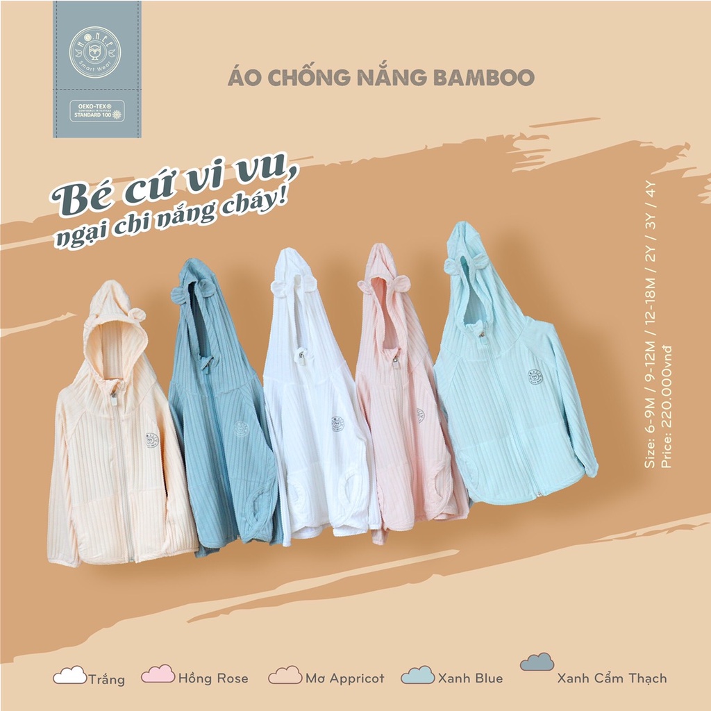 [Hrnee]Áo chống nắng Bamboo cho bé (6-9m đến 3-4Y)