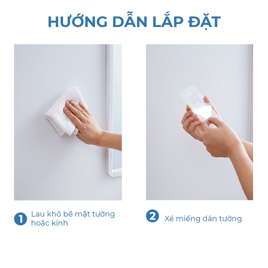 Kệ để bàn chải đánh răng dán tường sẵn 2 cốc đánh răng và móc treo đồ chất liệu nhựa ABS an toàn, cao cấp