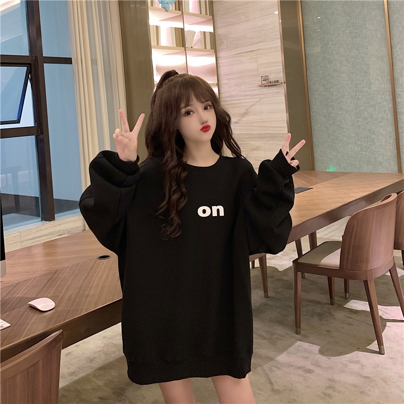 Áo sweatshirt dáng rộng in họa tiết phong cách mùa xuân thu kiểu Hàn Quốc trẻ trung
