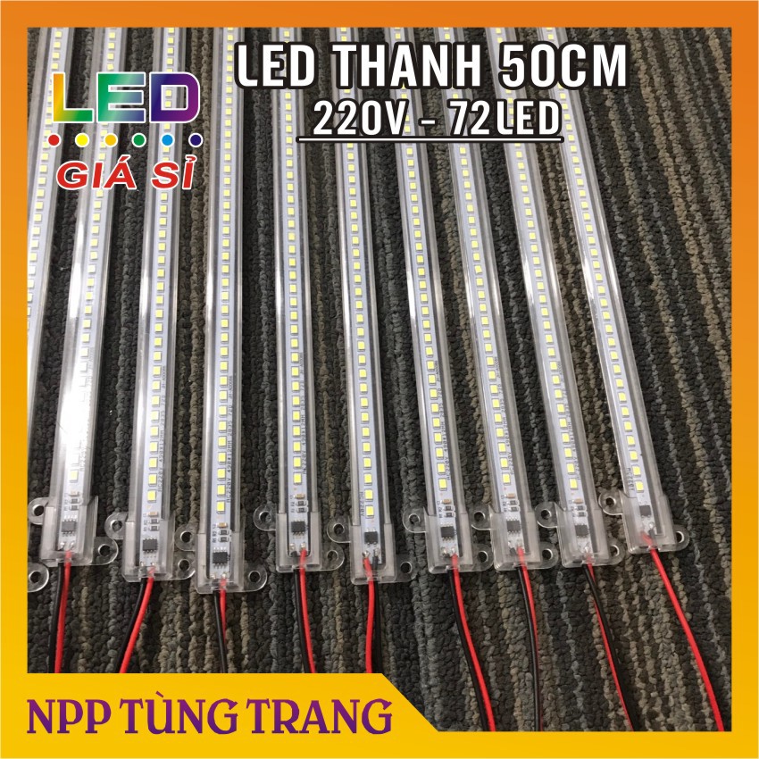 Đèn led thanh 220V 50cm ,30cm 72 mắt mắt led siêu sáng