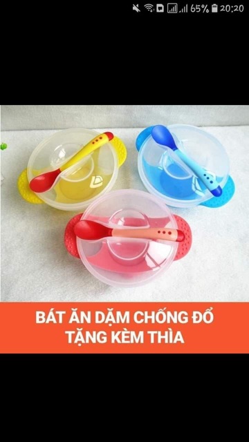 Bát ăn dặm + tặng thìa báo nóng