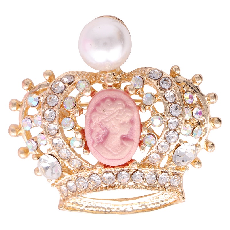 Ghim Cài Áo Hình Vương Miện Đính Đá Và Ngọc Trai Nhân Tạo Sang Trọng