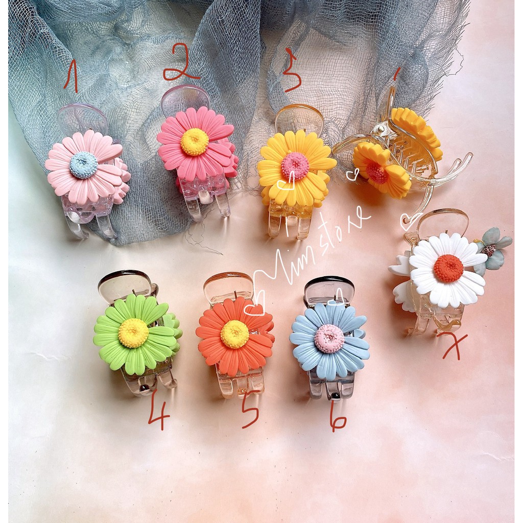 Kẹp bấu tóc càng cua 5 răng hoa nhựa xịn TÍM STORE phụ kiện búi tóc thời trang phong cách hàn quốc