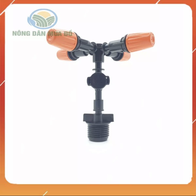 Bộ 10 béc phun sương tưới cây, tưới lan 4 cửa màu cam có van chống rỉ, chân ren 21