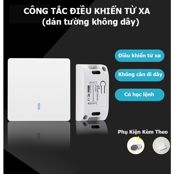 Công tắc điều khiển từ xa không dây dán tường (GẮN TƯỜNG) 1 cổng (1 kênh), 2 cổng  (kênh) - công tắc đơn