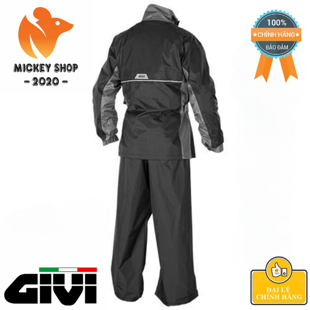 [ CHÍNH HÃNG ] Áo Mưa Givi RIDER TECH Rain Suit Black Grey RRS07