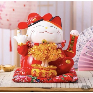 Mèo Thần Tài Sứ , Mèo May Mắn Maneki Neko 26cm. Vẩy Tay Gọi Khách BÁT PHƯƠNG KHAI TÀI