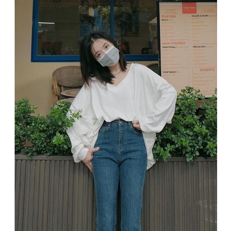Áo Thun Trơn Cổ Tym Dài Tay Siêu Xinh M2111- Lolla_Fashion