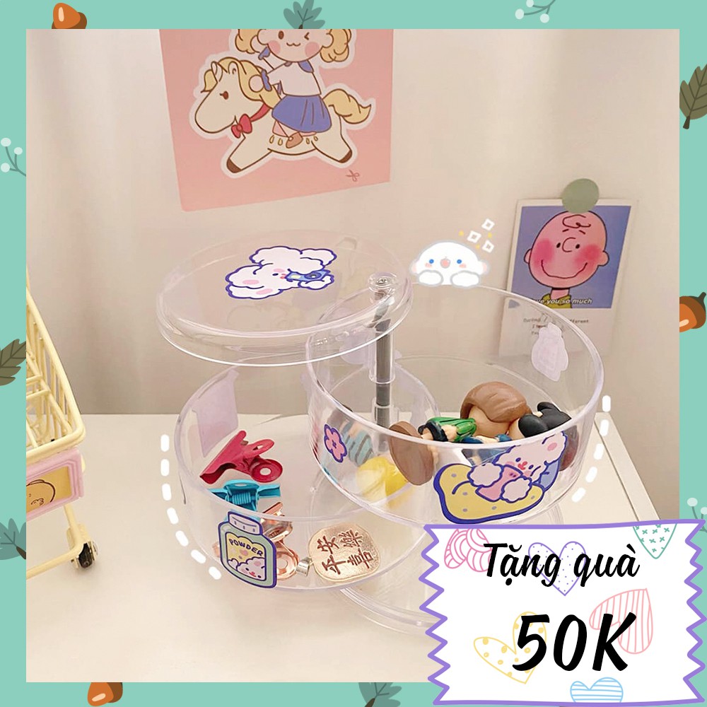 KỆ XOAY, KỆ ĐỰNG MỸ PHẨM, KỆ ĐA NĂNG 4 TẦNG ĐỰNG ĐỒ TRANG SỨC, MỸ PHẨM, VĂN PHÒNG PHẨM, PHỤ KIỆN VỀ TỰ DÁN STICKER TRANG