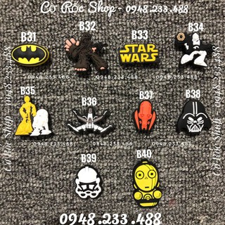 (ẢNH THẬT) - JIBBITZ-Charm-sticker-icon Nút cài trang trí dép Siêu nhân (Mã: B31-B47).Hàng sẵn, ship từ 10 con