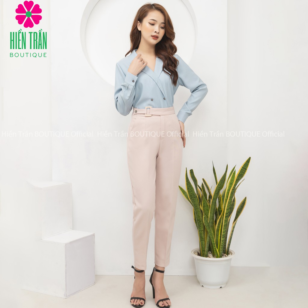Quần tây nữ cạp cao đai bọc vải Ruby Fashion, form đẹp, mặc sang trọng và tôn dáng | BigBuy360 - bigbuy360.vn
