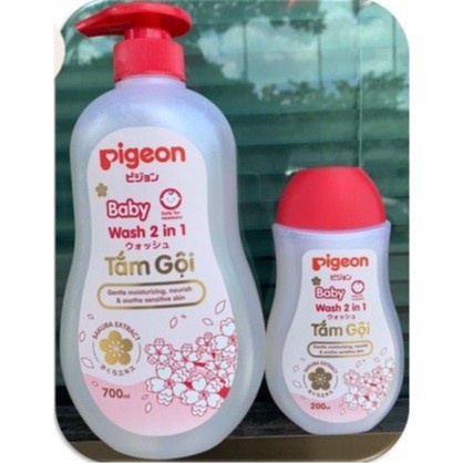 Sữa tắm gội dịu nhẹ Pigeon 200ml 2in1 Hoa hướng dương / Jojoba / Hoa anh đào Sakura