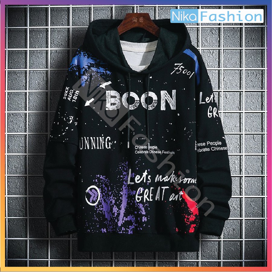 Áo Nikafashion Hoodie Nón Unisex Nam Nữ Chất Vải Nỉ Freesize 1 kích cỡ Form Dáng Rộng Dưới 65kg Mặc Đẹp BOOM BOOM