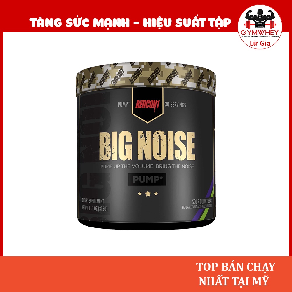 BIGNOISE REDCON1 Tăng Sức Mạnh Pre Workout Trước Tập Luyện Không Caffein Không Gây Mệt 30 Lần Dùng - USA
