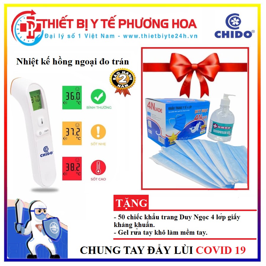 Nhiệt kế hồng ngoại điện tử đo trán Chido cảnh báo sốt cao CÓ ĐÈN LED [Giao ngay]