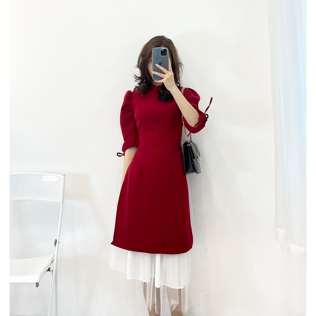 (FREESHIP) Set nhung đỏ kèm chân váy trắng tua miho.house | BigBuy360 - bigbuy360.vn