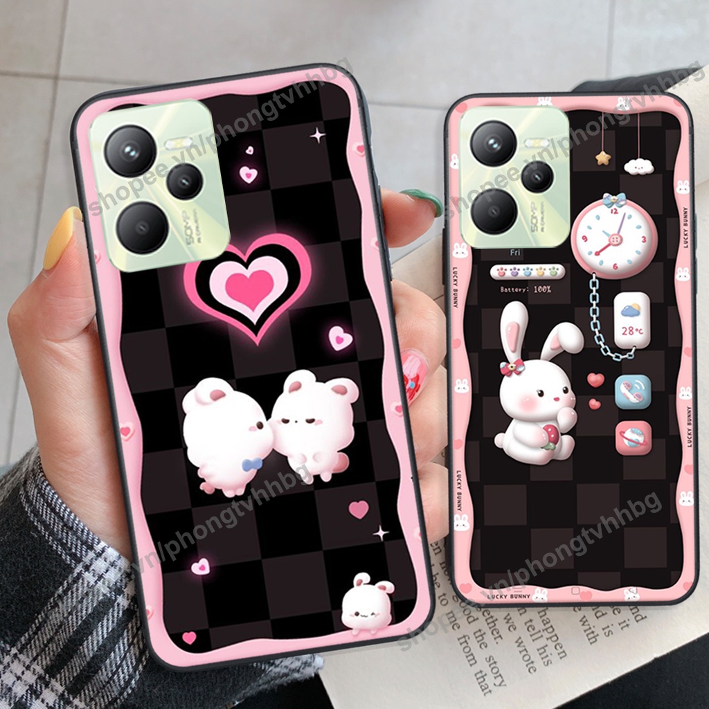 Ốp lưng Realme C35 gấu,thỏ trắng , đồng hồ dễ thương cute cực đẹp