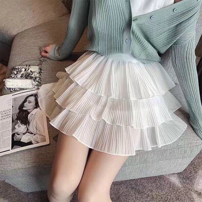 Chân Váy 3  Tầng Xếp Ly Dáng Ngắn Xòe Kèm Quần | BigBuy360 - bigbuy360.vn