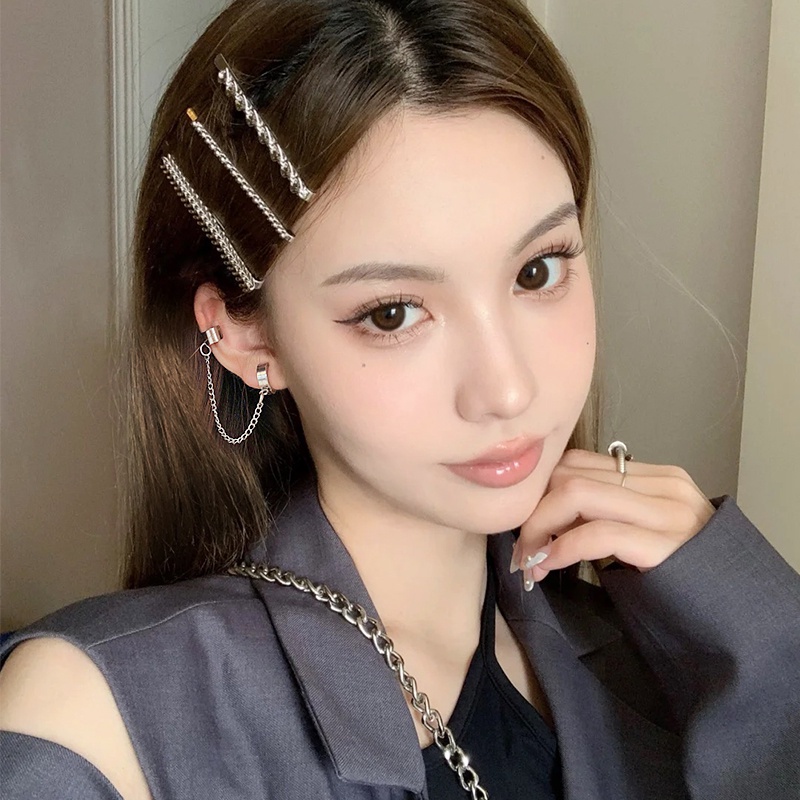 Thời Trang Khuyên Kẹp Vành Tai Dây Xích Đơn Giản Cá Tính Cho Nữ