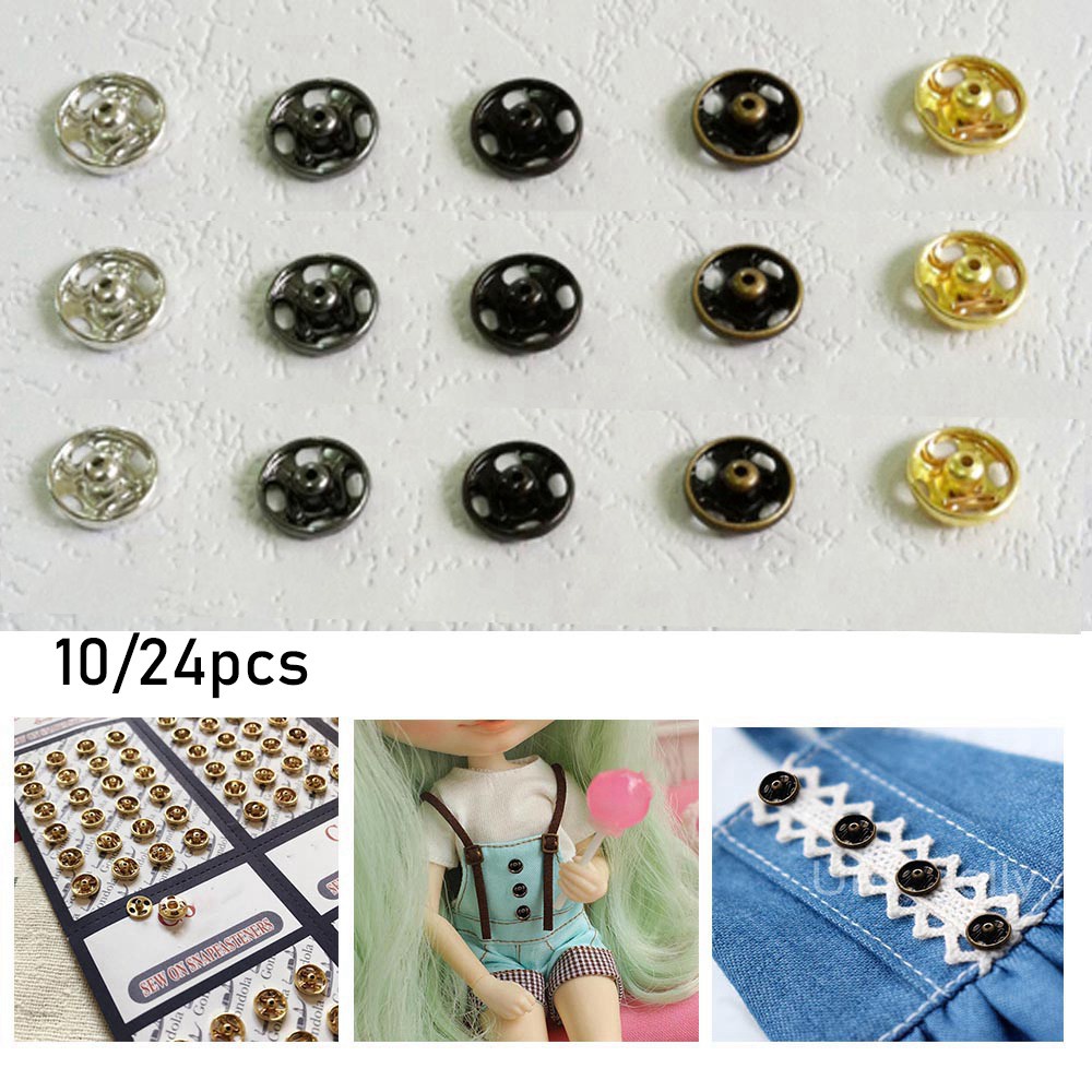 Set 10 / 24 Nút Kim Loại 5mm Nhiều Màu Dễ Thương Dùng May Quần Áo Búp Bê Diy