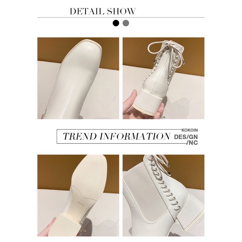 [Hàng QC] Giay Bốt có chun buộc dây phía sau, boots sang chảnh dự tiệc đế cao 5cm | BigBuy360 - bigbuy360.vn