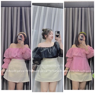 SET ÁO TƠ TRỄ VAI VÀ CHÂN VÁY CHỮ A [TNT SHOP BIGSIZE 60KG 90KG]