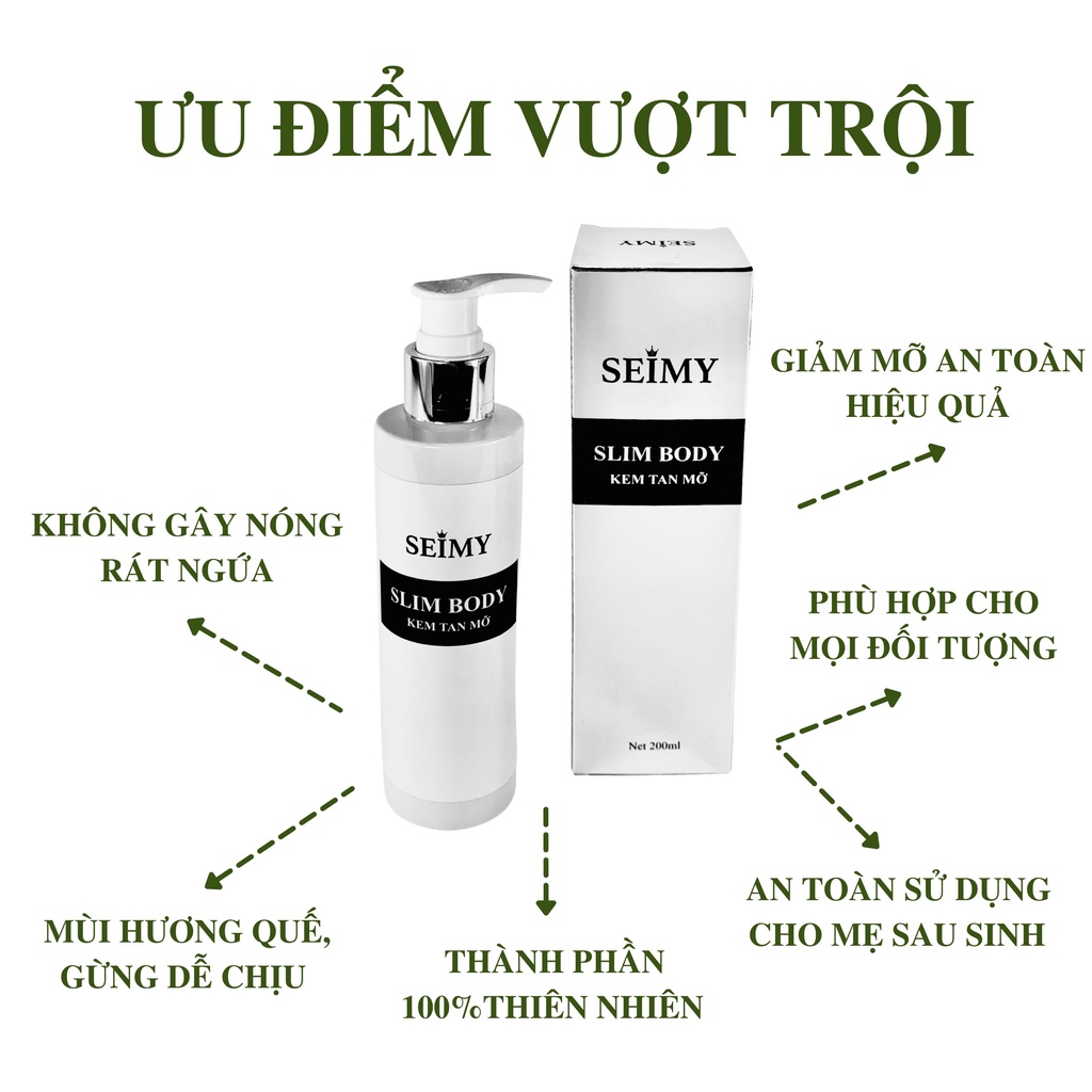 Kem tan mỡ Seimy - Slim Body loại bỏ vùng mỡ thừa, tạo vóc dáng săn chắc khỏe đẹp 200ml | BigBuy360 - bigbuy360.vn