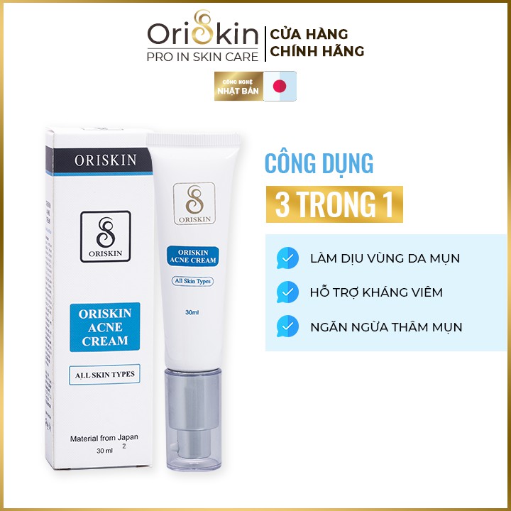 Kem Mụn Oriskin Acne Cream, Xoá Mụn Ẩn Dưới Da, Mụn Viêm Sưng Và Mụn Bọc, 30ml