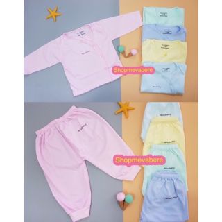Bộ dài tay thu đông cotton cúc lệch cho bé sơ sinh, hàng đẹp nhiều màu