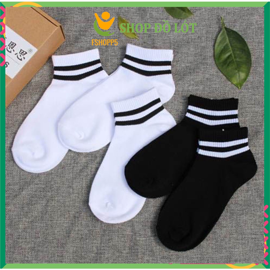 Tất cổ ngắn kẻ sọc hàn quốc 2 màu đen trắng TATNU01