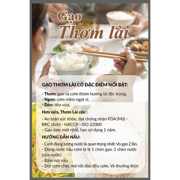 Gạo thơm lài thơm hương đặc trưng mền ngọt vị