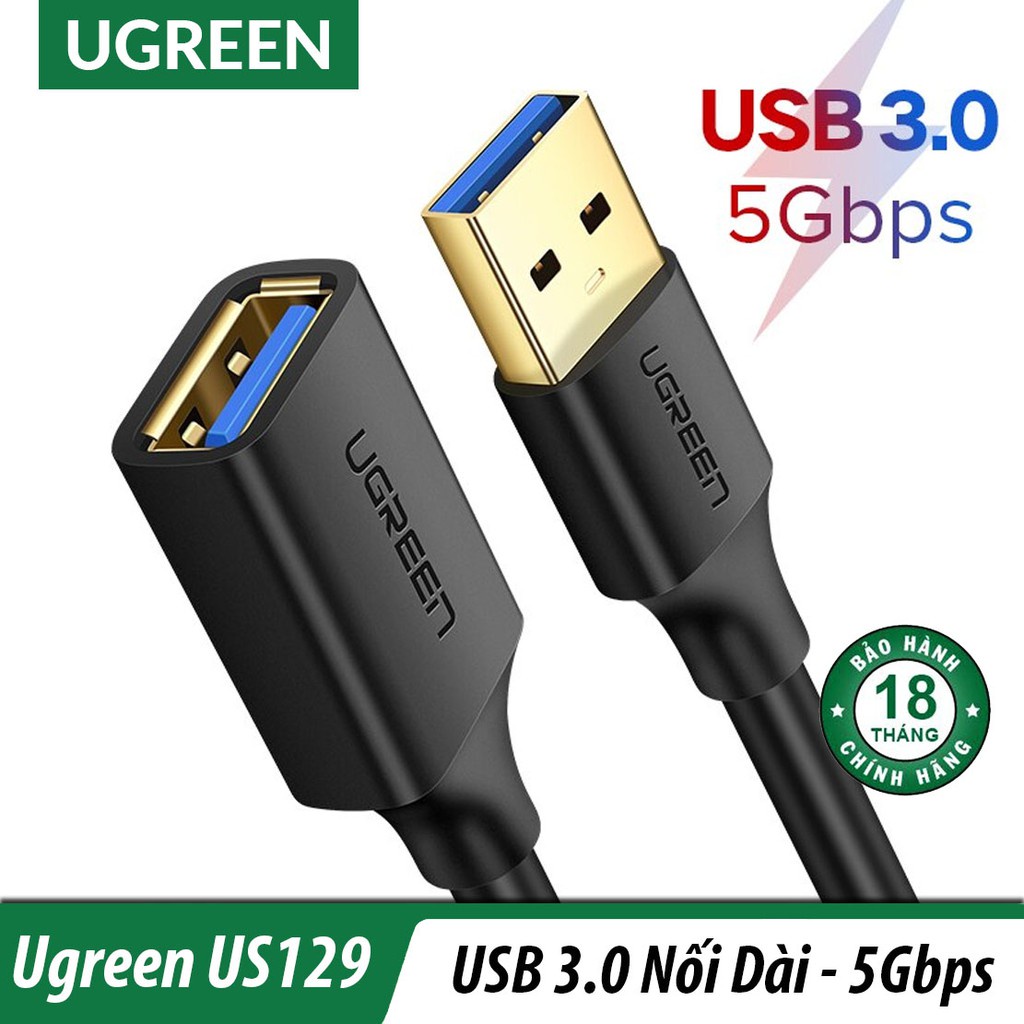 Cáp USB 3.0 nối dài Chính hãng Ugreen 30125 30126 10368 US129 (đầu mạ vàng Cao cấp)