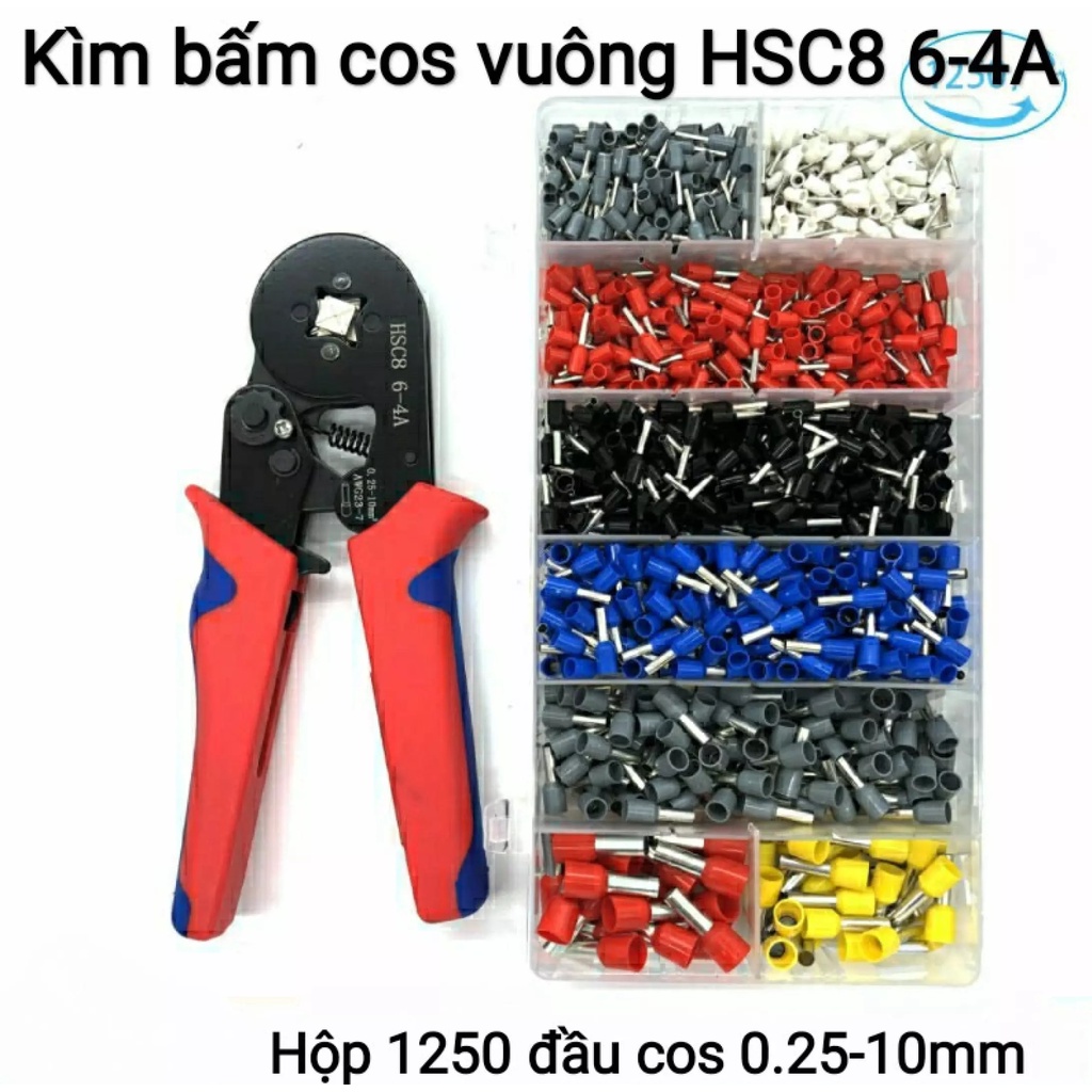 Kìm bấm cos vuông HSC8 6-4A tự điều chỉnh 1250 đầu cos đủ loại cos ống tròn cos pin