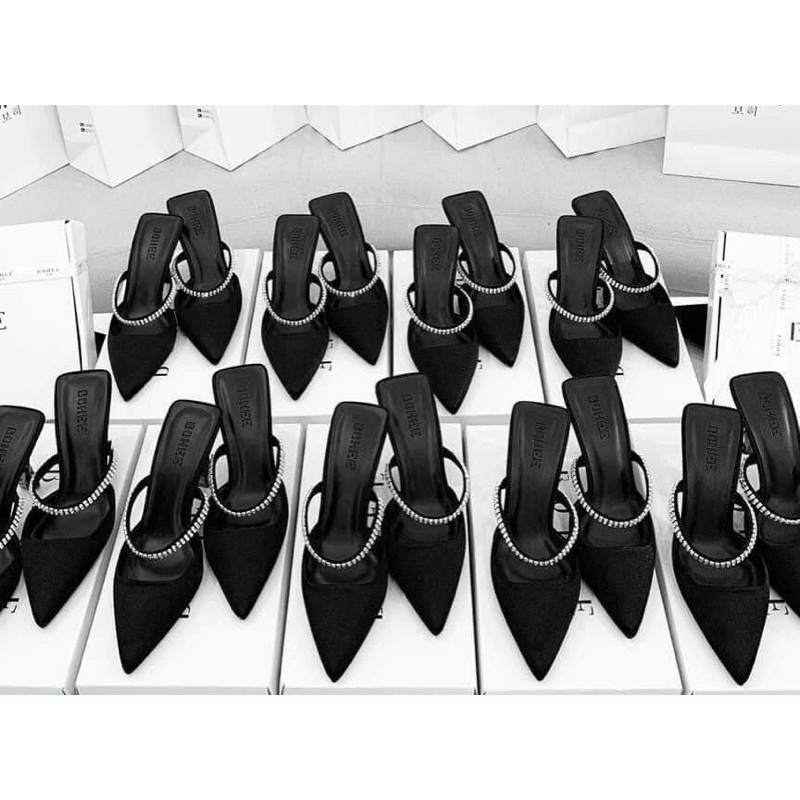Guốc cao gót quai đá gót vuông 6-8 phân, sandal cao gót quai đá gót vuông 6-8cm