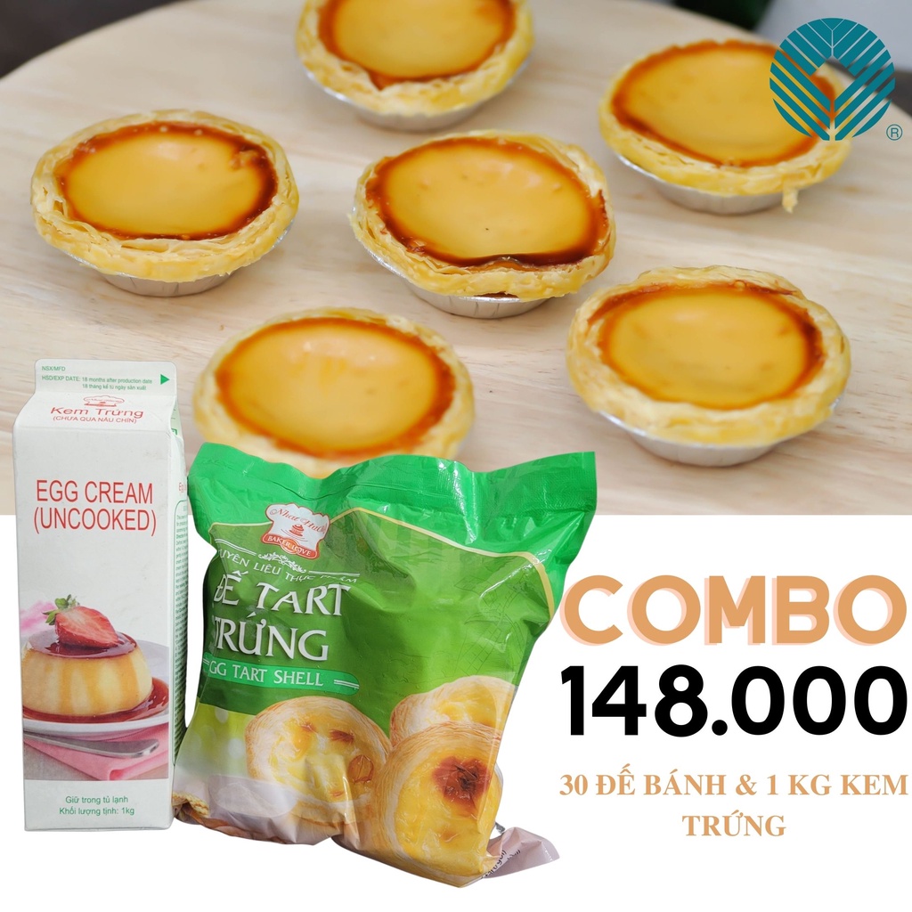 Chỉ giao TPHCM - Combo bánh tart trứng 148 (gồm 30 đế tart và 1 kg kem trứng)