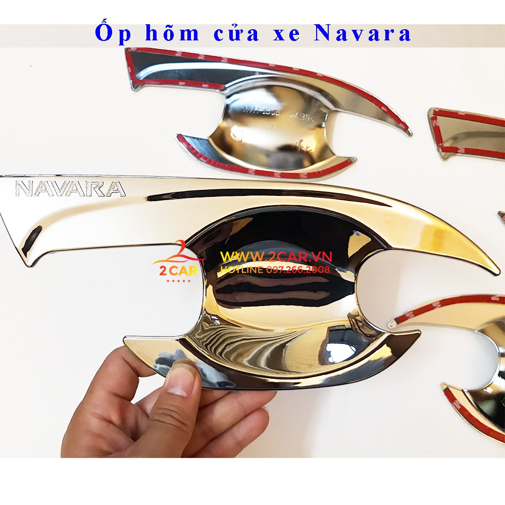 Ốp tay ,  hõm cửa xe Nissan Navara 2015-2019 mẫu mạ