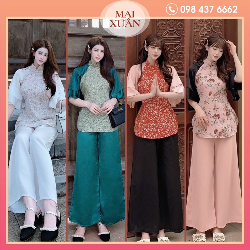 Bộ lam đi chùa,bộ phật tử lụa phối hoa văn siêu hót (ẢNH THẬT+VIDEO)-Kho Sỉ Mai Xuân