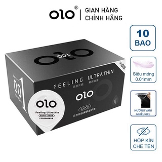 Bao Cao Su Siêu Mỏng OLO 001 Feeling Ultrathin Đen 10 BCS Tặng 1 Cái Bao Cao Su Durex