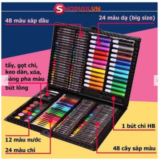 Hộp Bút Màu 150 Chi Tiết Cho Bé Bọc Bìa Kĩ Càng Chống Gãy Dập Hàng Loại 1-Violet
