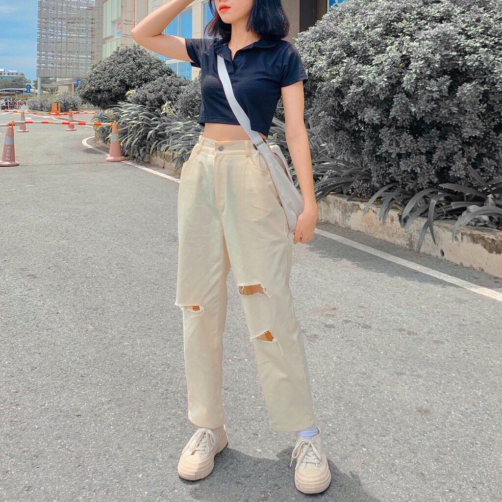 Quần DÀI Kaki NIZO RÁCH GỐI Ulzzang Unisex (Kiểu: Dài trên MẮT CÁ CHÂN) 1hitshop | BigBuy360 - bigbuy360.vn