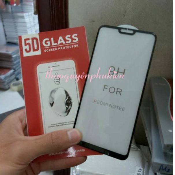 Kính cường lực cho xiaomi redmi note 6 hiệu Glass 5D xịn full keo màn hình