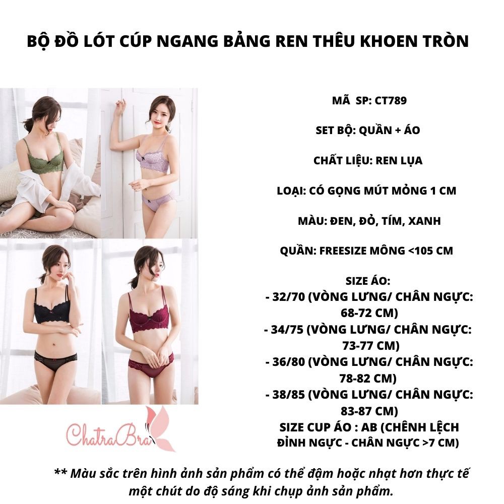 [Freeship 50k] Bộ đồ lót cúp ngang bảng ren thêu khoen tròn | WebRaoVat - webraovat.net.vn