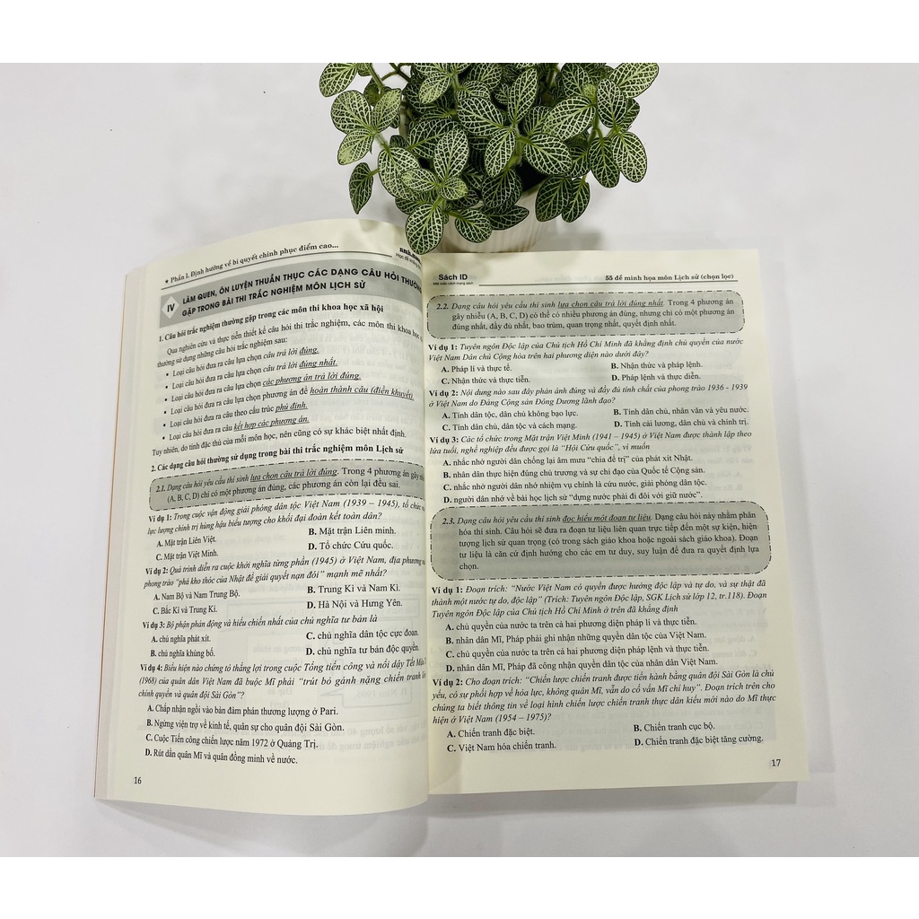Sách ID Lịch sử thầy Nguyễn Mạnh Hưởng, 55 đề thi minh họa môn Lịch sử (chọn lọc), Moonbook