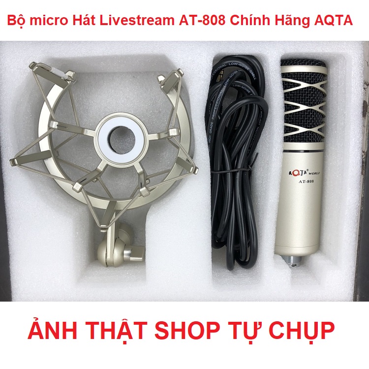 Bộ Combo Micro AT-808 Chính Hãng AQTA, Sound Card K10 Chính Hãng XOX -Tặng Tai Nghe AKG-S10 - Hát Quá Hay
