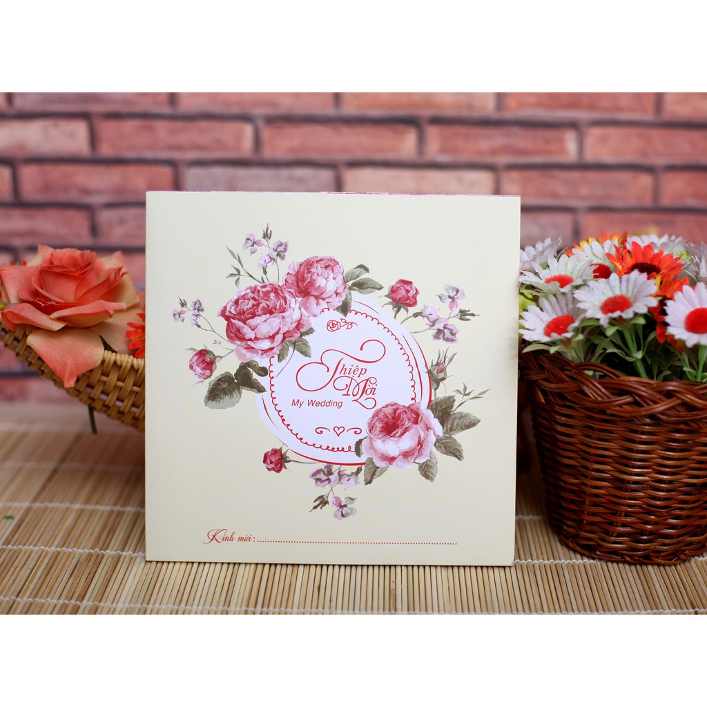 Ruột thiệp cưới hiện đại - thiệp vuông - gập ba