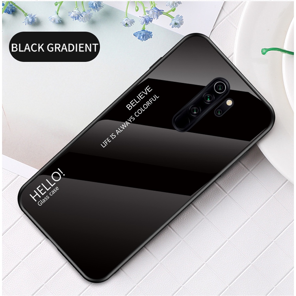 Ốp điện thoại silicon viền khung cứng mặt kính cường lực bảo vệ cho Xiaomi Redmi Note 8T Note 8 Pro